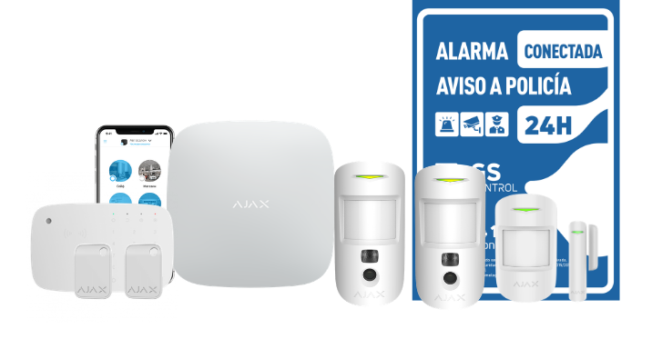 Kit alarma Ajax para bajo o adosado con sensores adicionales